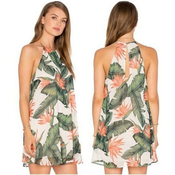 Show Me Your Mumu Paradise Found Gomez‎ Tropical Mini Shift Halter Dress Small - Picture 1 of 8